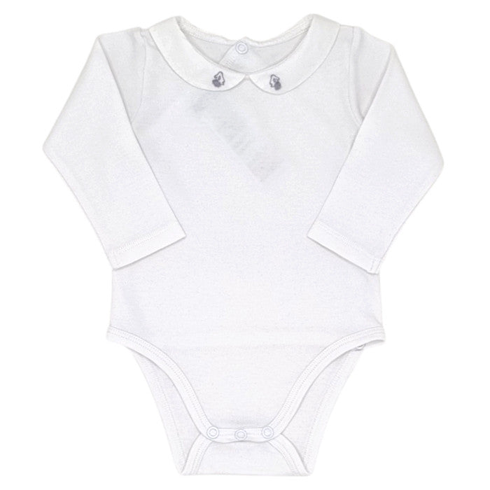 Body bébé mixte Jacadi, blanc à col brodé, taille 6 mois, seconde main haut de gamme, vue de face