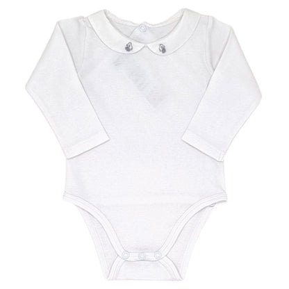 Body bébé mixte Jacadi, blanc à col brodé, taille 6 mois, seconde main haut de gamme, vue de face