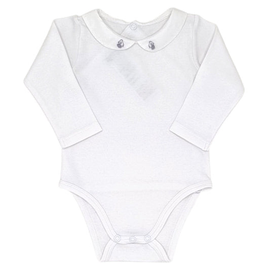Body bébé mixte Jacadi, blanc à col brodé, taille 6 mois, seconde main haut de gamme, vue de face