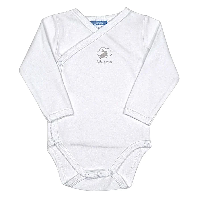 Body bébé mixte blanc croisé, taille 6 mois, marque Jacadi - seconde main haut de gamme