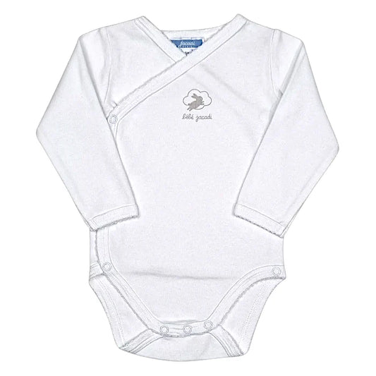 Body bébé mixte blanc croisé, taille 6 mois, marque Jacadi - seconde main haut de gamme
