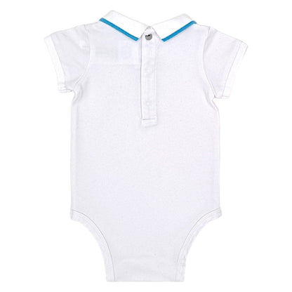 Body bébé blanc col polo Jacadi, vue de dos, garçon 6 mois