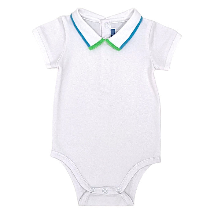 Body bébé garçon Jacadi, blanc col polo, taille 6 mois, seconde main haut de gamme, vue de face