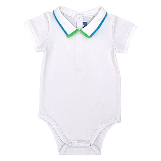 Body bébé garçon Jacadi, blanc col polo, taille 6 mois, seconde main haut de gamme, vue de face