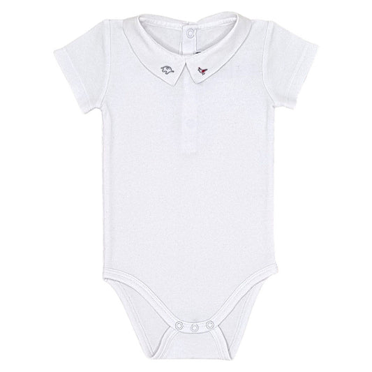 Body bébé garçon Jacadi, blanc à col brodé, taille 6 mois, seconde main haut de gamme, vue de face