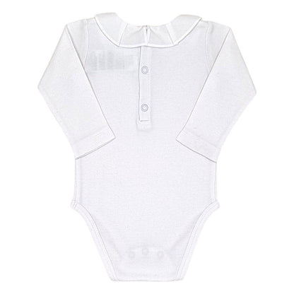 Body bébé blanc à col brodé Jacadi, vue de dos, fille 6 mois