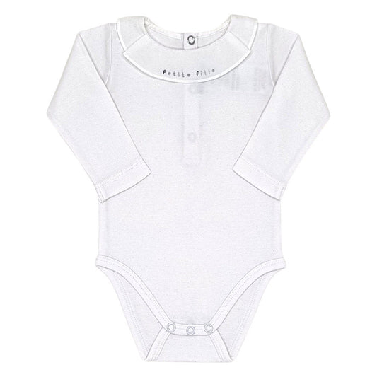 Body bébé fille Jacadi, blanc à col brodé, taille 6 mois, seconde main haut de gamme, vue de face