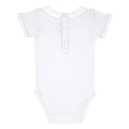 Body blanc col brodé, marque Jacadi, garçon 12 mois, vue de dos, dressing bébé seconde main haut de gamme à petit prix