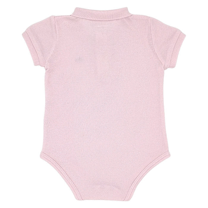 Body bébé rose en maille piquée Lacoste, vue de dos, fille 12 mois