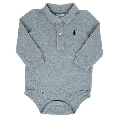 Body bébé garçon gris en coton piqué, taille 6 mois, marque Ralph Lauren - seconde main luxe