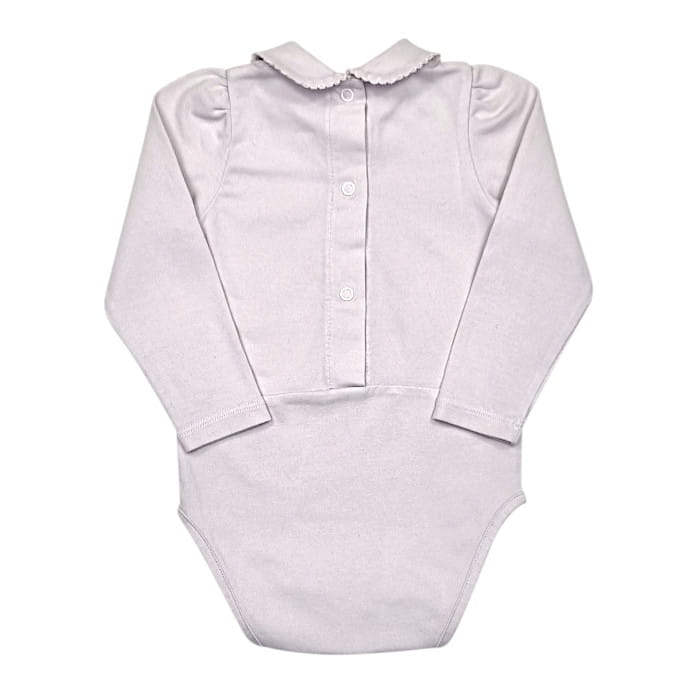 Body manches longues gris rosé, Repetto, pour bébé fille 6 mois, vue de dos, vêtement mode d'occasion