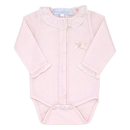 Body bébé fille Tartine et Chocolat, rose à collerette, taille 1 mois, seconde main haut de gamme, vue de face