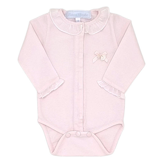 Body bébé fille Tartine et Chocolat, rose à collerette, taille 1 mois, seconde main haut de gamme, vue de face