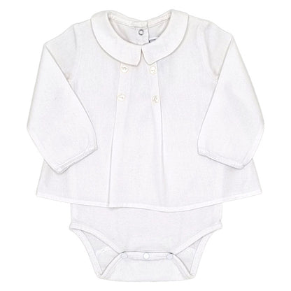 Body blouse bébé mixte Tartine et Chocolat, blanc à col, taille 12 mois, seconde main haut de gamme, vue de face