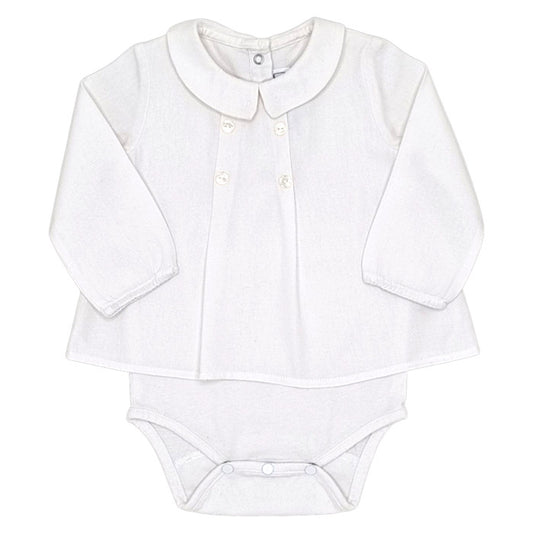 Body blouse bébé mixte Tartine et Chocolat, blanc à col, taille 12 mois, seconde main haut de gamme, vue de face
