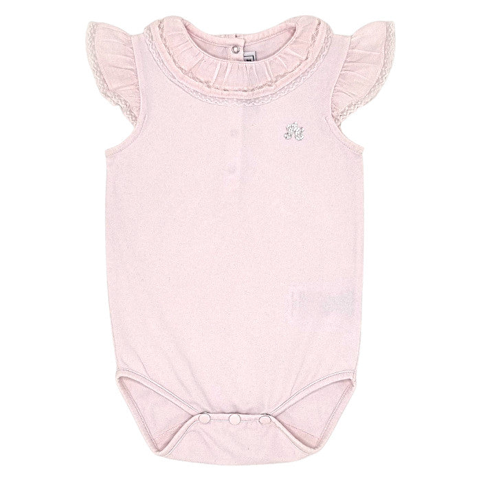 Body bébé fille Tartine et Chocolat, rose à collerette, taille 18 mois, seconde main haut de gamme, vue de face
