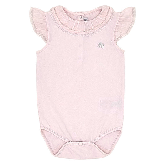 Body bébé fille Tartine et Chocolat, rose à collerette, taille 18 mois, seconde main haut de gamme, vue de face