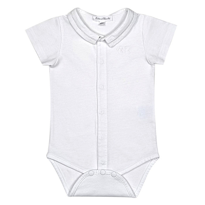 Body bébé mixte Tartine et Chocolat, blanc à col, taille 3 mois, seconde main haut de gamme, vue de face