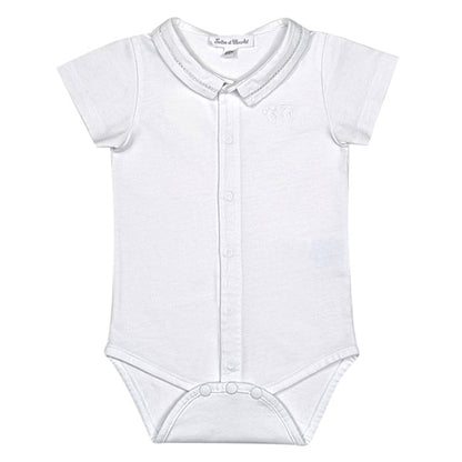 Body bébé mixte Tartine et Chocolat, blanc à col, taille 3 mois, seconde main haut de gamme, vue de face