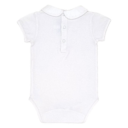 Body bébé blanc à col brodé Tartine et Chocolat, vue de dos, fille 6 mois