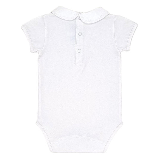 Body bébé blanc à col brodé Tartine et Chocolat, vue de dos, fille 6 mois