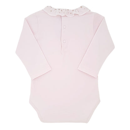 Body bébé rose à collerette brodée Tartine et Chocolat, vue de dos, fille 6 mois