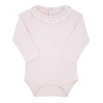 Body bébé fille Tartine et Chocolat, rose à collerette brodée, taille 6 mois, seconde main haut de gamme, vue de face