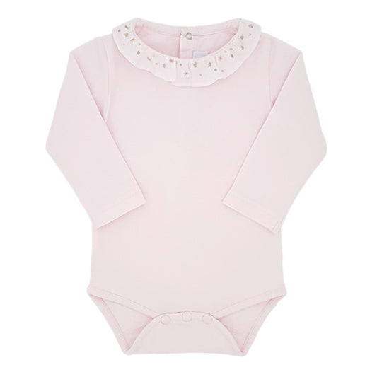 Body bébé fille Tartine et Chocolat, rose à collerette brodée, taille 6 mois, seconde main haut de gamme, vue de face