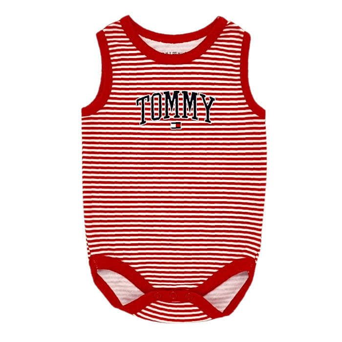 Body Tommy Hilfiger bébé rouge rayé d'occasion - Vêtement garçon 3-6 mois