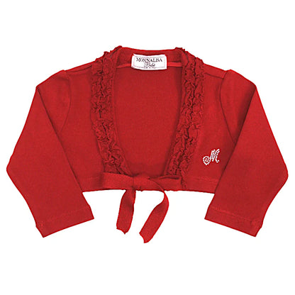 Boléro bébé fille rouge M en strass, taille 3 mois, marque Monnalisa - seconde main haut de gamme