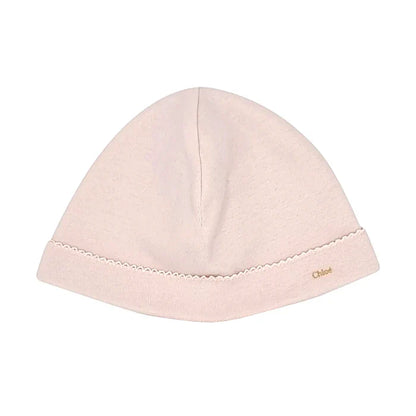 Bonnet bébé fille rose signature imprimée, taille 6 mois, marque Chloé - seconde main luxe