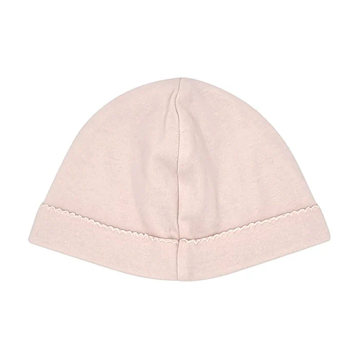 Bonnet bébé fille Chloé 6 mois, rose, revers à feston