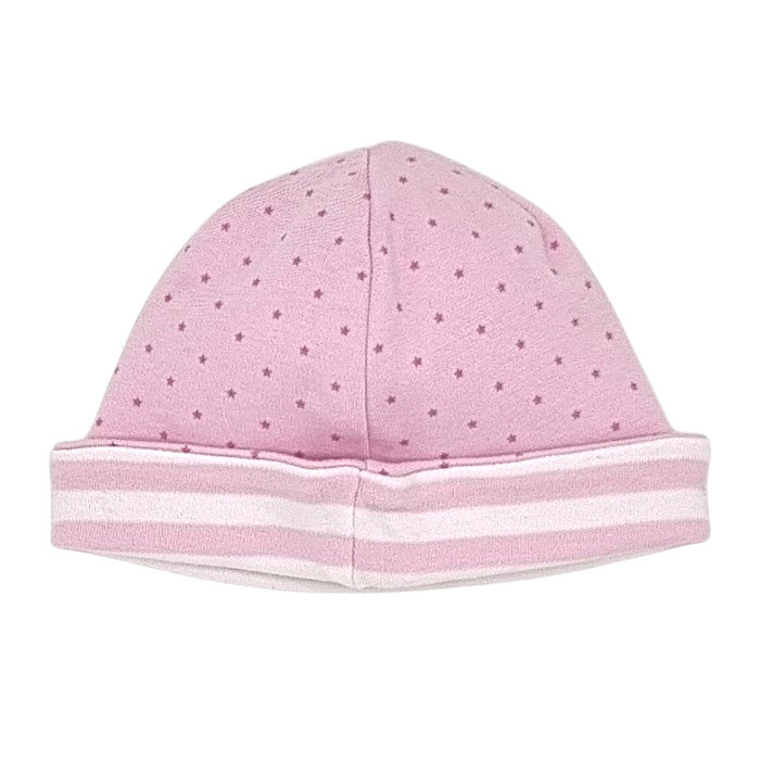 Bonnet de naissance bébé rose/blanc doublé Tommy Hilfiger, vue de dos, fille 3-6 mois