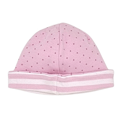 Bonnet de naissance bébé rose/blanc doublé Tommy Hilfiger, vue de dos, fille 3-6 mois
