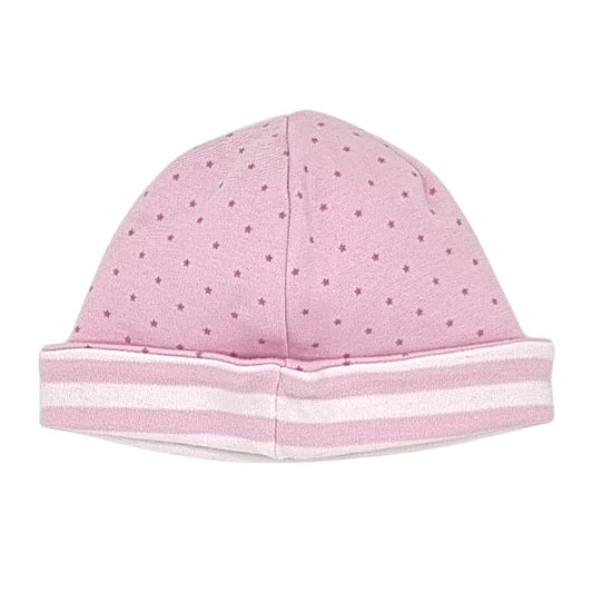 Bonnet de naissance bébé rose/blanc doublé Tommy Hilfiger, vue de dos, fille 3-6 mois