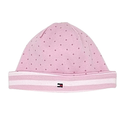 Bonnet de naissance bébé fille Tommy Hilfiger, rose/blanc doublé, taille 3-6 mois, seconde main luxe, vue de face