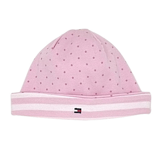 Bonnet de naissance bébé fille Tommy Hilfiger, rose/blanc doublé, taille 3-6 mois, seconde main luxe, vue de face