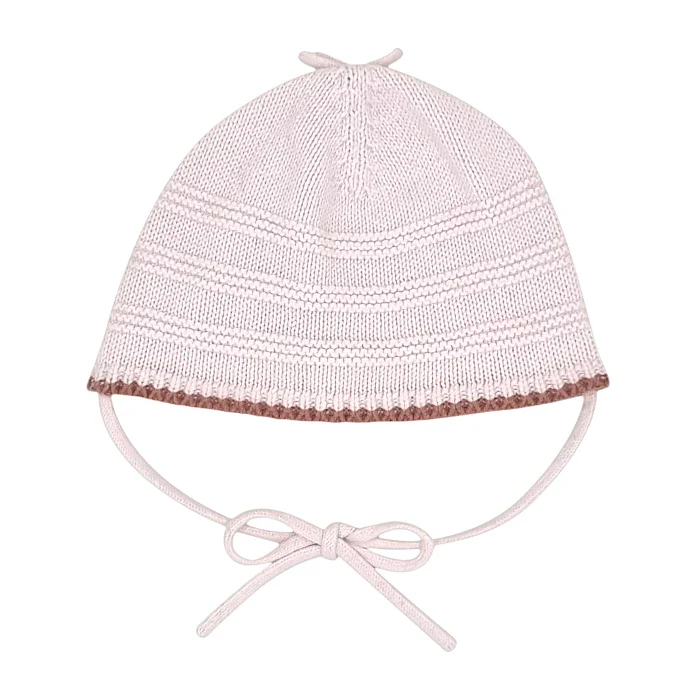 Bonnet bébé fille rose en tricot, taille 3 mois, marque Jacadi - seconde main haut de gamme
