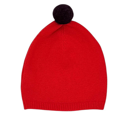 Bonnet bébé garçon Jacadi, rouge en coton et cachemire, taille 3 mois, seconde main haut de gamme, vue de face