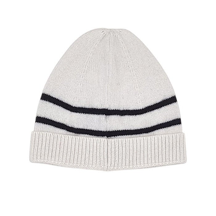 Bonnet bébé blanc cassé signature Karl Lagerfeld, vue de dos, mixte 12 mois