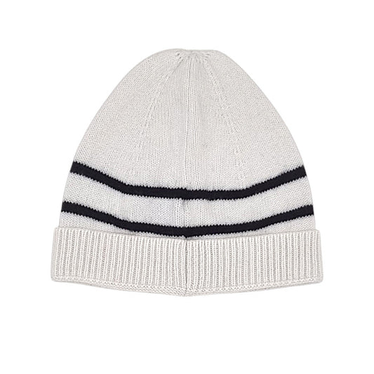Bonnet bébé blanc cassé signature Karl Lagerfeld, vue de dos, mixte 12 mois