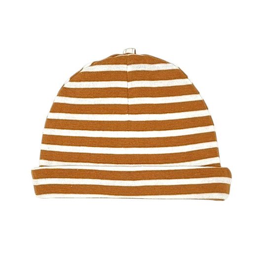 Bonnet bébé camel/blanc à rayures Timberland, vue de dos, garçon TU