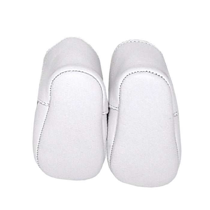Bottons bébé blanc en cuir Jacadi, vue de dos, garçon 12 mois