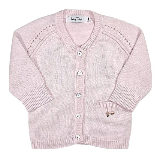 Cardigan Baby Dior fille 3 mois luxe seconde main rose broche signature