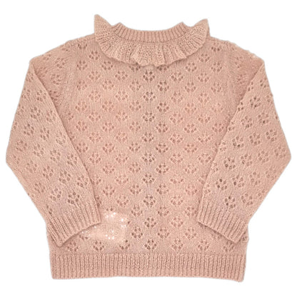 Cardigan bébé beige en maille ajourée Bonton, vue de dos, fille 12 mois