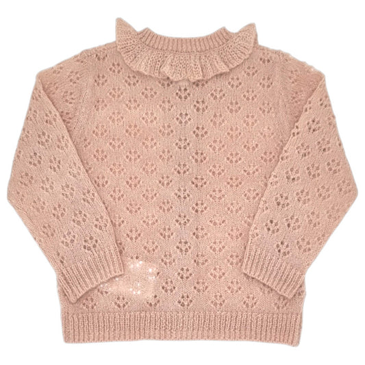 Cardigan bébé beige en maille ajourée Bonton, vue de dos, fille 12 mois