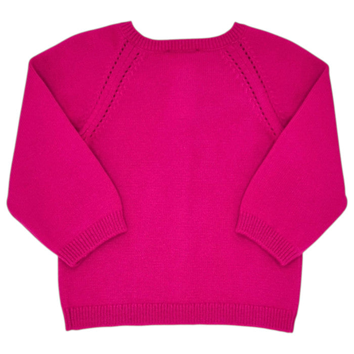 Cardigan bébé rose en tricot Jacadi, vue de dos, fille 24 mois