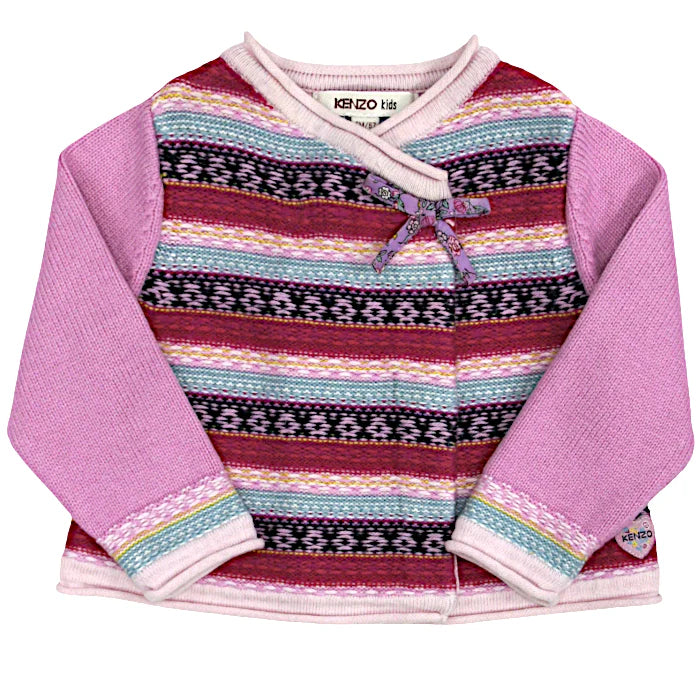 Cardigan bébé fille rose cache-cœur, taille 6 mois, marque Kenzo - seconde main luxe