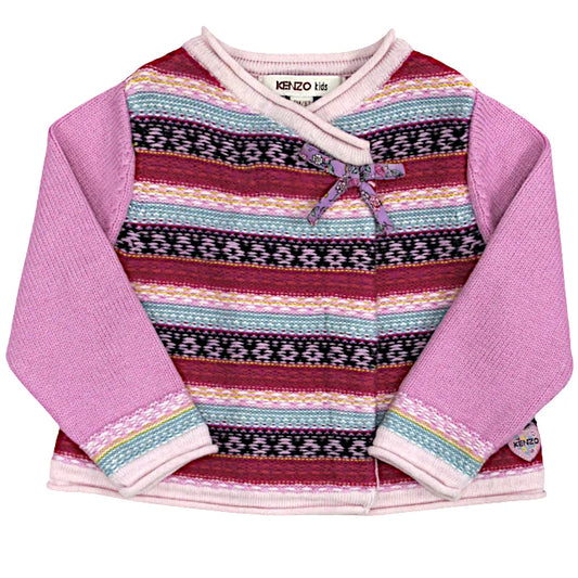 Cardigan bébé fille rose cache-cœur, taille 6 mois, marque Kenzo - seconde main luxe
