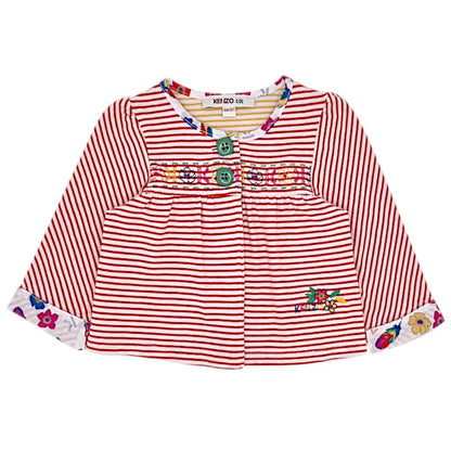 Cardigan multicolore rayé, Kenzo, bébé fille 6 mois, vue de face, vêtement d'occasion de marque luxe, état impeccable